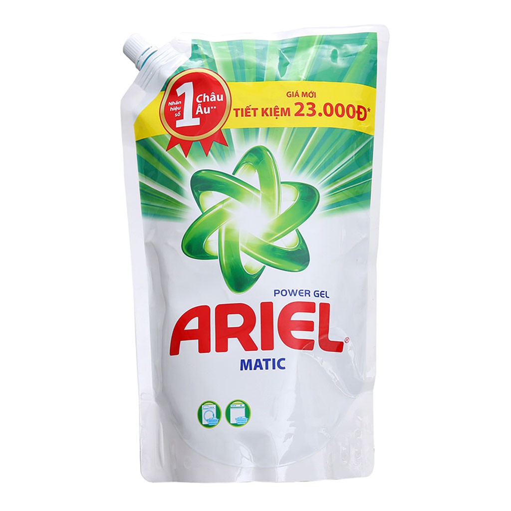 Nước Giặt Ariel Power Gel Matic Dạng Túi 1,4kg (Tẩy sạch vết bẩn tốt hơn gấp 2 lần)