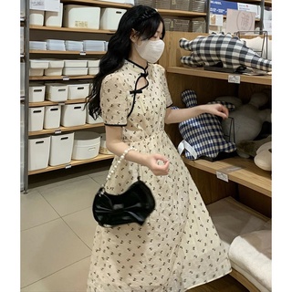 Đầm Sườn Xám Dáng Chữ A In Họa Tiết Ngọt Ngào Phong Cách Hàn Quốc Thời Trang Mùa Hè Mới Cho Nữ