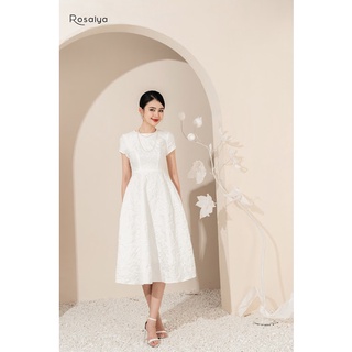 Váy Cổ Tròn Họa Tiết Nổi Chất Xốp Hàn Cao Cấp Cara Dress