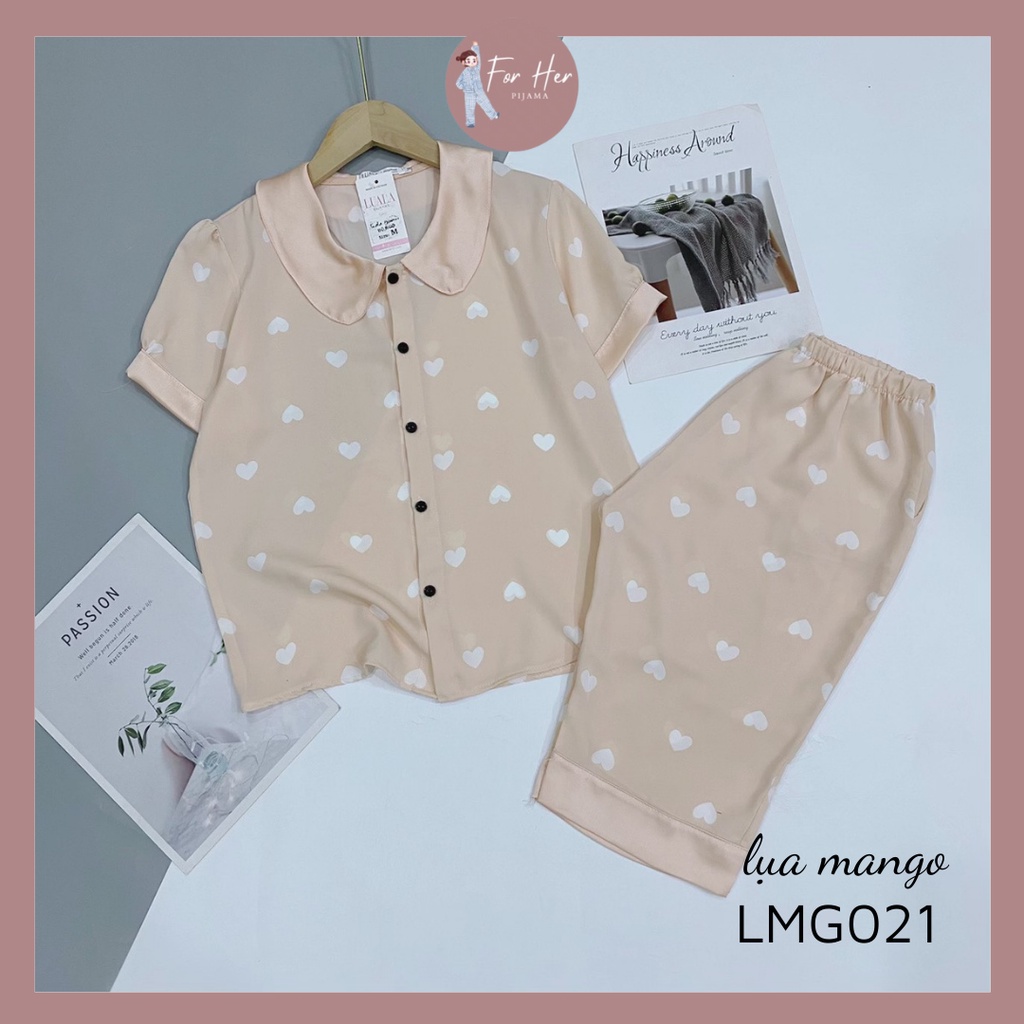 Đồ Bộ Pijama Lụa💖Bộ Lụa Pizama Áo Cộc-Quần Ngố🌸Chất Liệu Lụa Satin Cao Cấp Mát Lịm