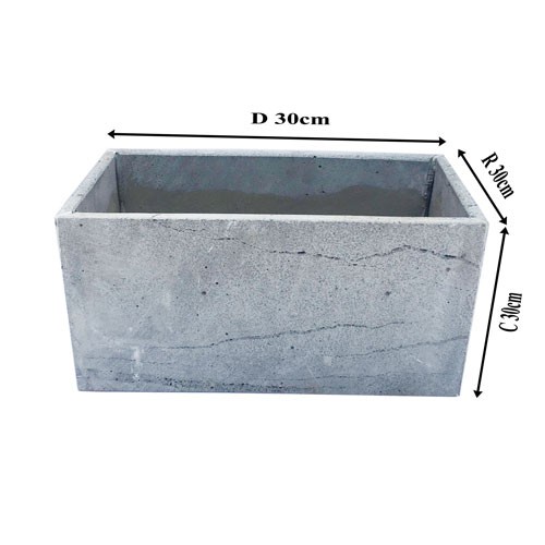 Tặng chậu trồng cây vuông 10cm cho Chậu cây ban công hình chữ nhật dài 60cmxR30xC30cm bằng đá ong xám siêu bền