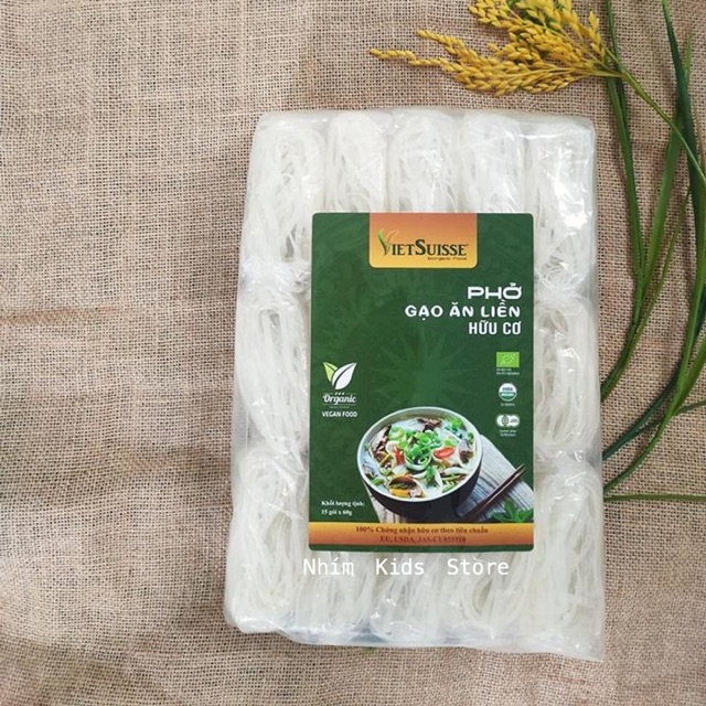 Phở gạo ăn liền hữu cơ Vietsuisse (Date 18/01/2023 - Gói 15 vắt x 60g)