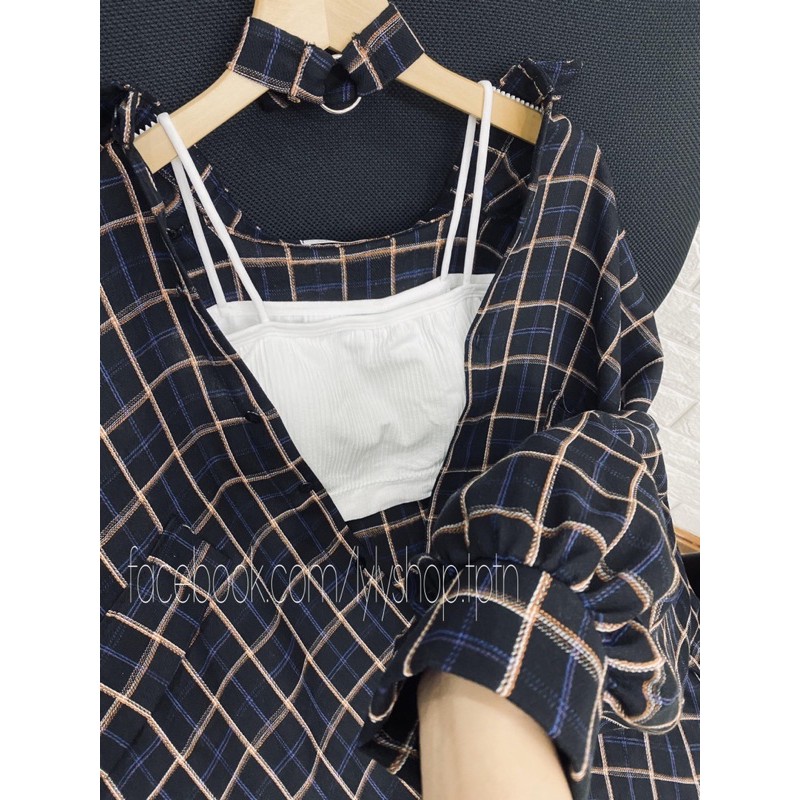 Áo sơ mi nữ form rộng Lylyshop Unisex M01, kiểu sơ mi tay phồng kẻ sọc caro chất kate cotton mềm mịn mặc muà hè - thu | BigBuy360 - bigbuy360.vn