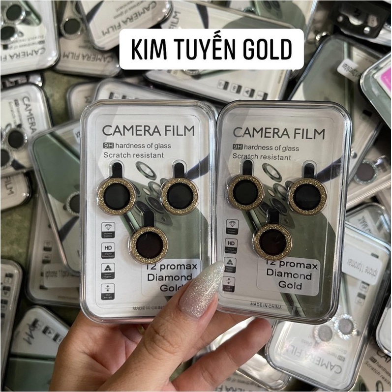 Bộ 3 mắt dán camera kim tuyến nhũ dành cho iphone 11 / 11pro / 11promax / 12 / 12pro / 12promax