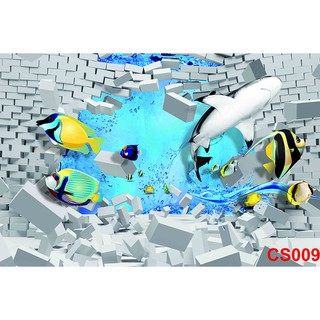 🐬Tranh dán tường 3D cá voi cho bé🐬