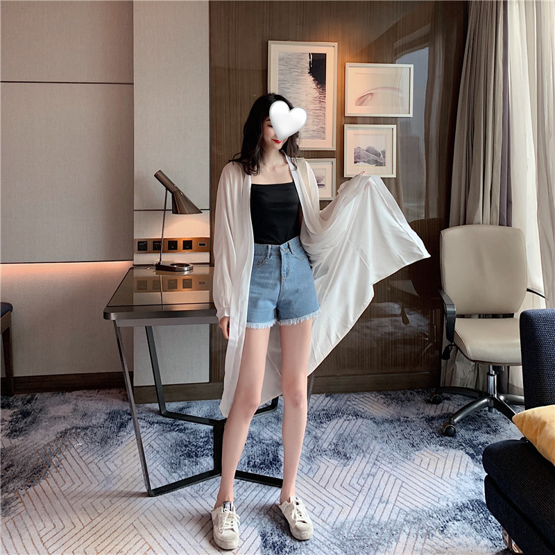 Áo sơ mi voan SUXI dáng dài rộng thời trang mùa hè cho nữ