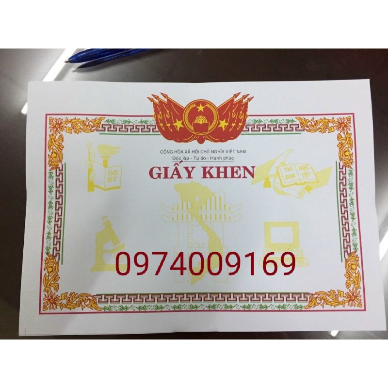 Phôi giấy khen a4 - mẫu 1, giấy indo 150gsm