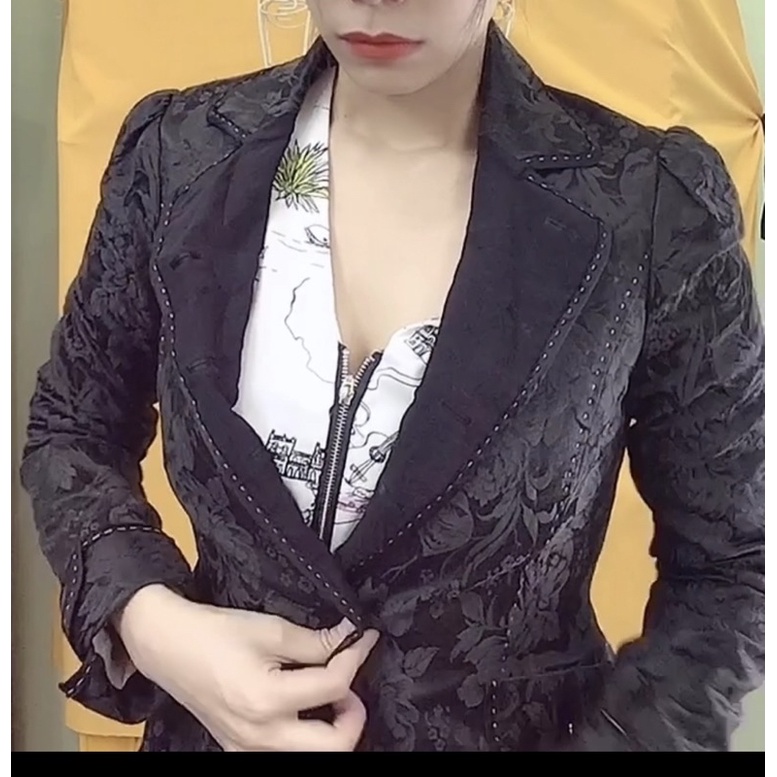 Áo khoác vest hoạ tiết hoàng gia sang chảnh size S-M.S54