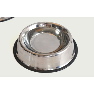 bát ăn cho chó mèo - bát inox trắng