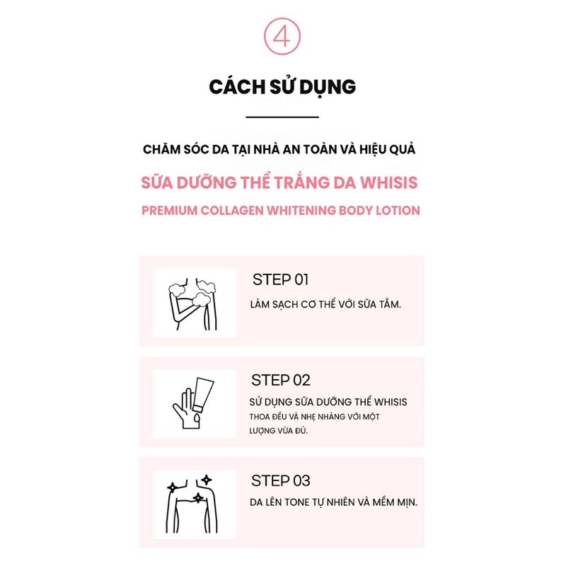 Kem Dưỡng Thể Trắng Da Chống Nắng Nâng Tone Hàn Quốc WHISIS Premium Collagen Whitening Body Lotion 200ml