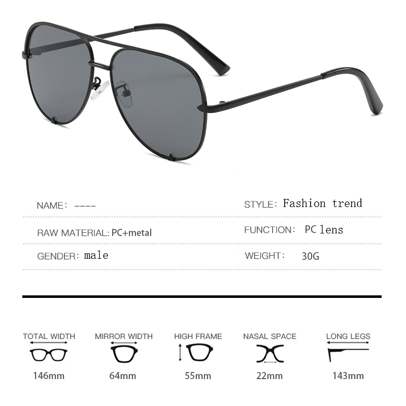 Male Aviator Outdoor Sunglasses Women Trend Double Beam Shade Glasses for Men Fashion Oval Eyewear | BigBuy360 - bigbuy360.vn