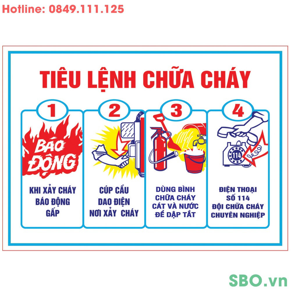 Bảng tiêu lệnh chữa cháy bằng nhựa Mica 30x40cm