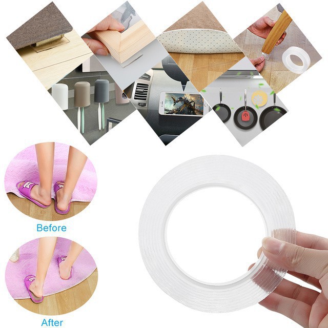 Băng dính 2 mặt siêu dính Nano trong suốt 3cm*3m dính mọi bề mặt tiện lợi  88127 SHOP BUÔN 88