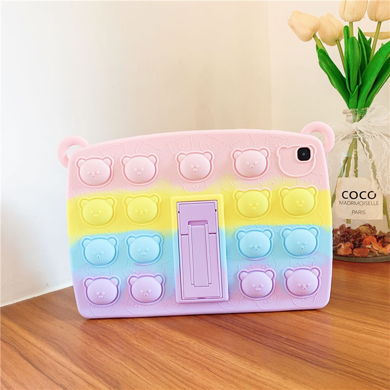 Ốp máy tính bảng silicone chống sốc có dây đeo và bóng giải tỏa cho Samsung Galaxy Tab A 8.0 "10.1" A7 10.4 "S6L 8.7"