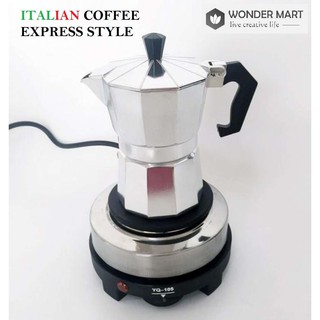 Bộ pha cà phê phong cách Ý 3 tách, Bếp điện và ấm 3 tách 150ml/6 tách 300ml