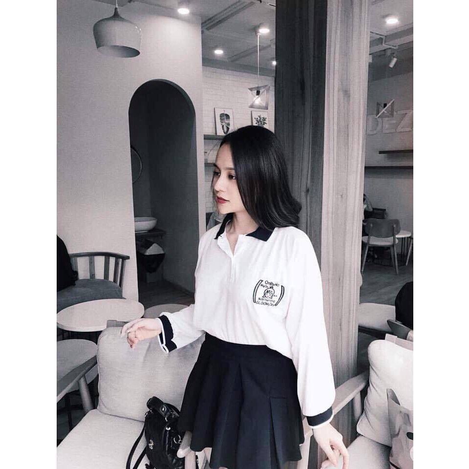 Áo thun tay dài có cổ phối chữ GLOOMyDay dẽ thương TTS0102