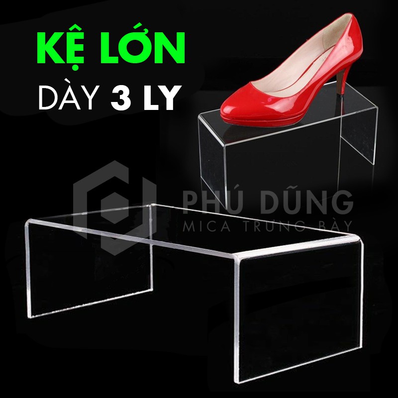 Kệ Mica chữ U - SIZE LỚN TRONG SUỐT Trưng Bày Bóp Ví Nam/Nữ - Dày 3 ly