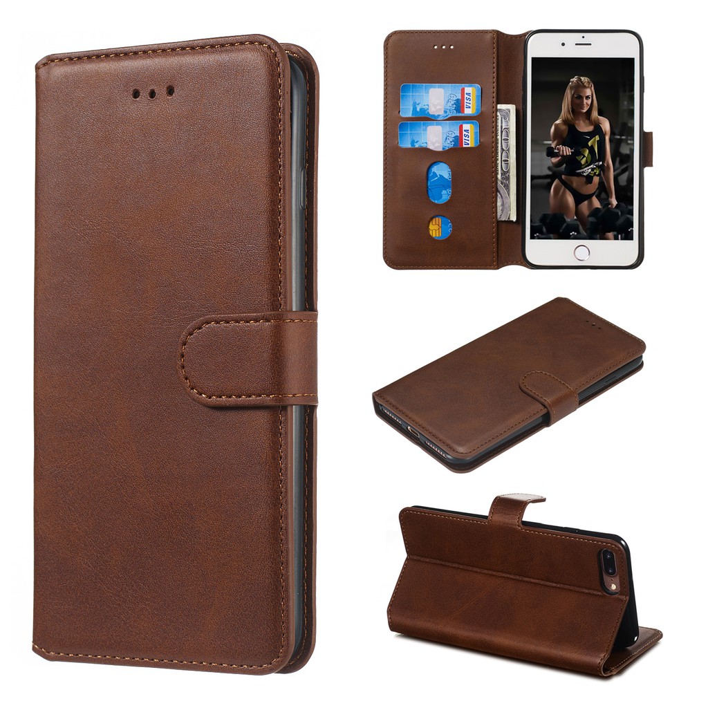 Bao da bò điện thoại nắp lật chính hãng cho iPhone 5 5s 6 6s 7 8 Plus | BigBuy360 - bigbuy360.vn