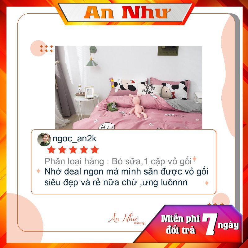 Vỏ gối nằm 45x65 vỏ gối, bao gối cotton poly cute An Như Bedding