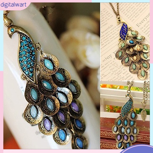 Dây chuyền mặt hình chim công đính đá quý nhân tạo bắt mắt dành cho nữ