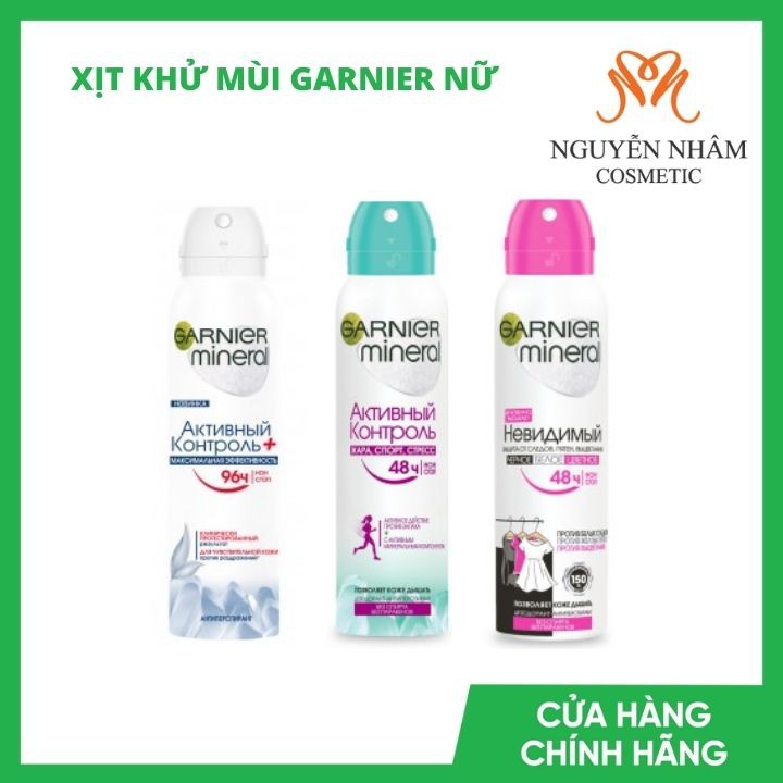 Xịt khử mùi diệt khuẩn Garnier Miniral 48h dành cho nữ.