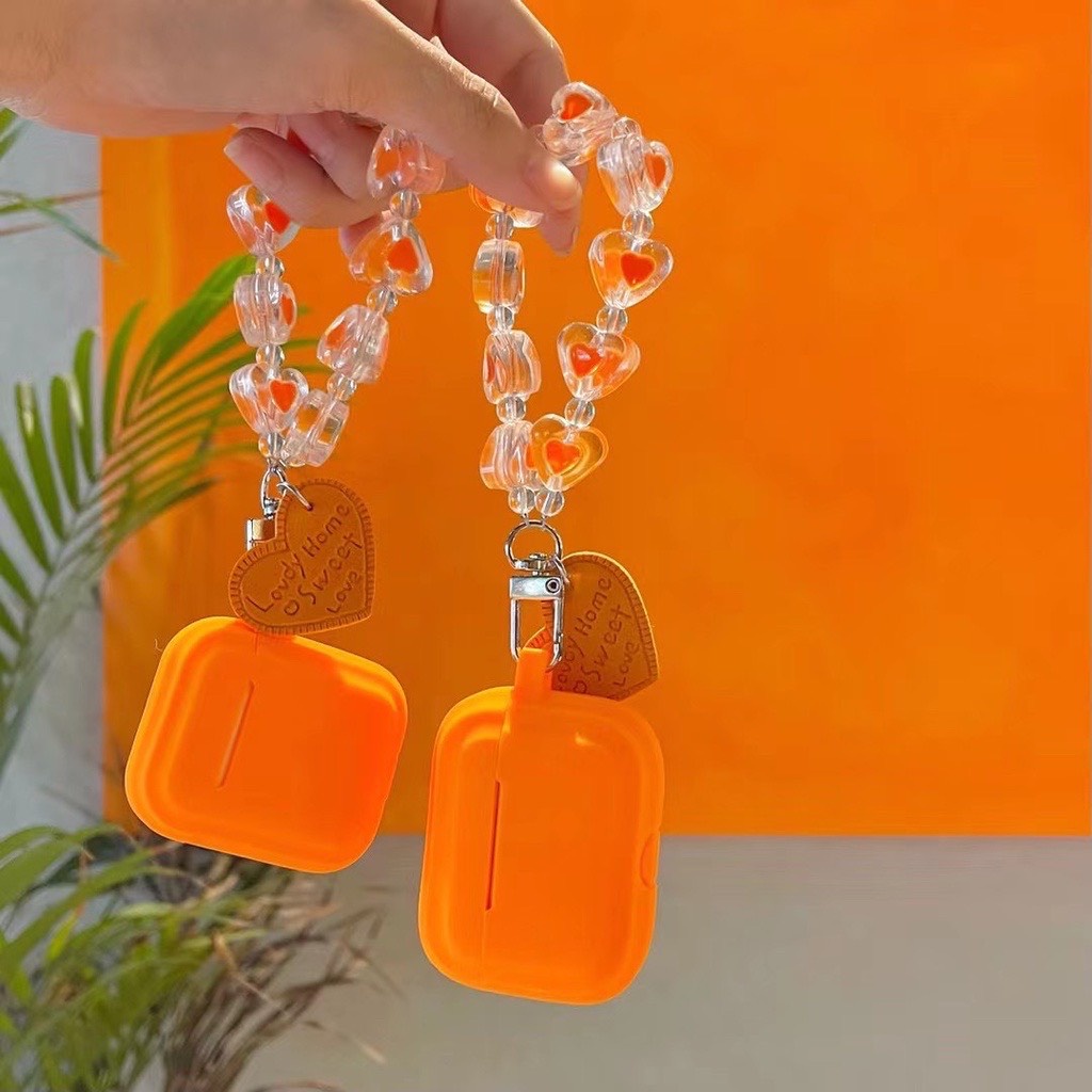 Case Airpod 1/2/pro Trơn Đơn Giản Màu Cam Nắp Liền