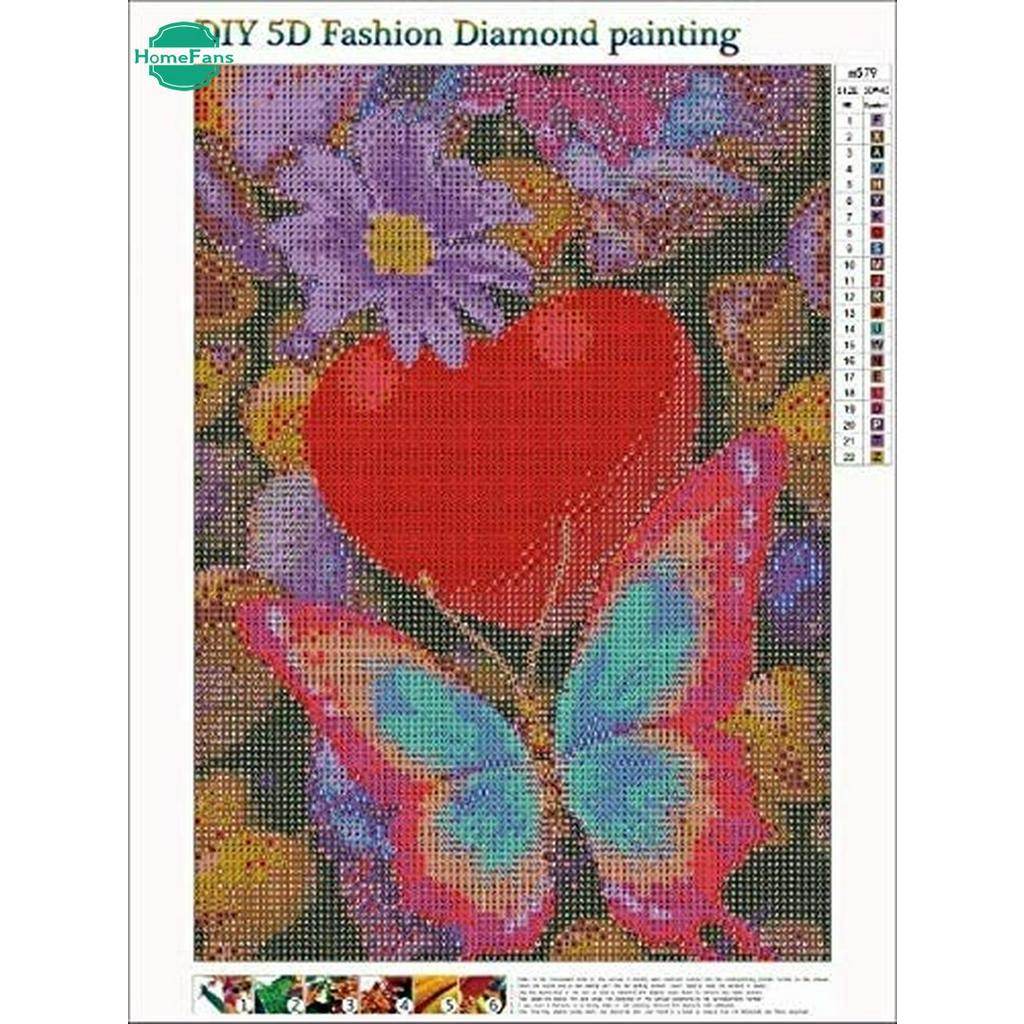 Bộ Tranh Đính Đá 5d Tự Làm Hình Bướm Và Hoa 30x40cm