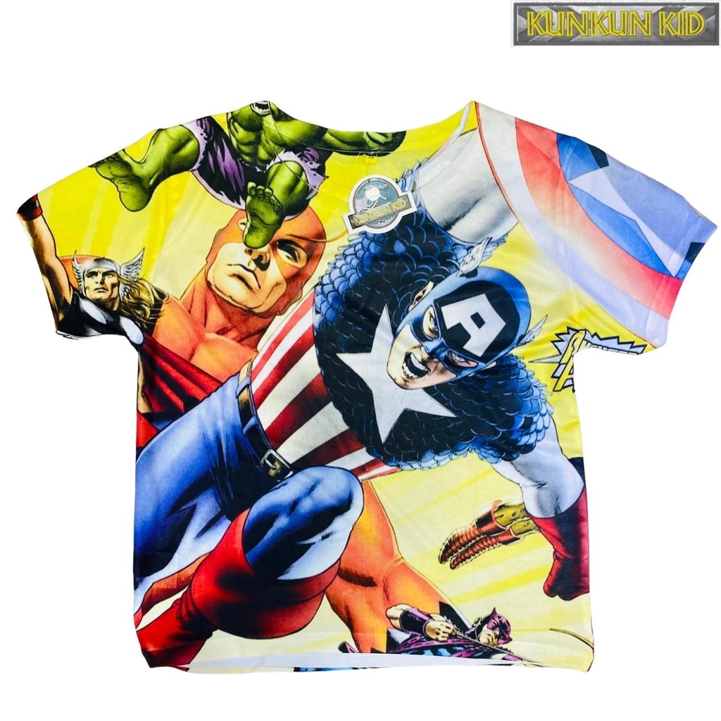 Đồ bộ bé trai thun lạnh in 3D hình biệt đội siêu anh hùng Avenger KunKun Kid TP041