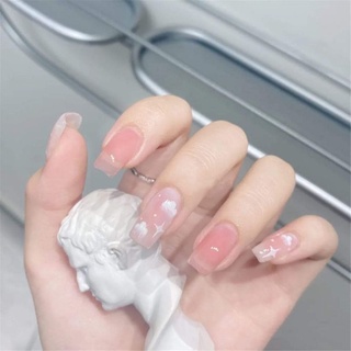 Nail box trong thạch hồng thiết kế nhẹ nhàng tiểu thư- nail box móng vuông thạch hồng