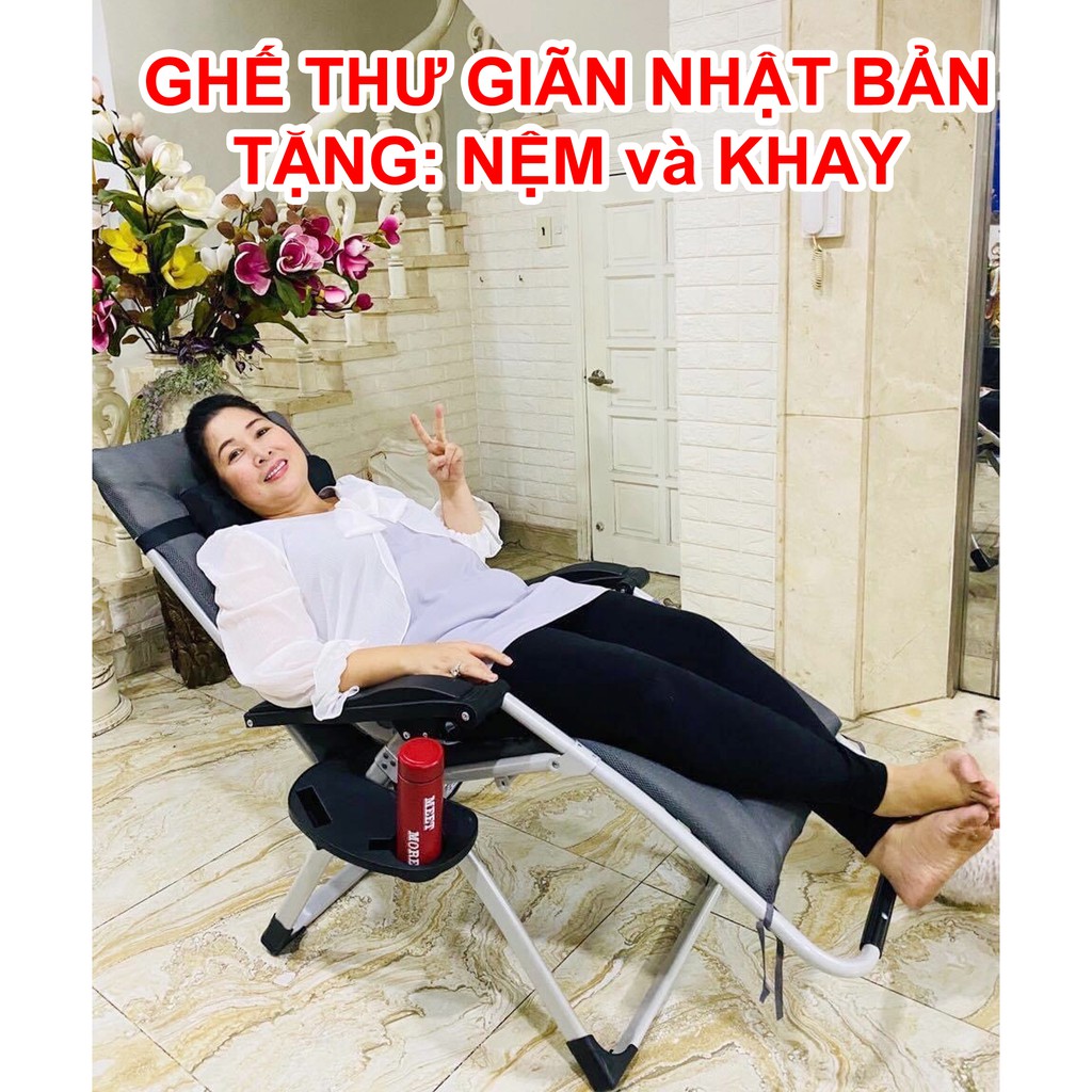 [ TẶNG NỆM + KHAY ] Ghế Xếp Thư Giãn Nhật Bản FUJI, Ghế thư giãn đa năng (Model: Ghevip1)