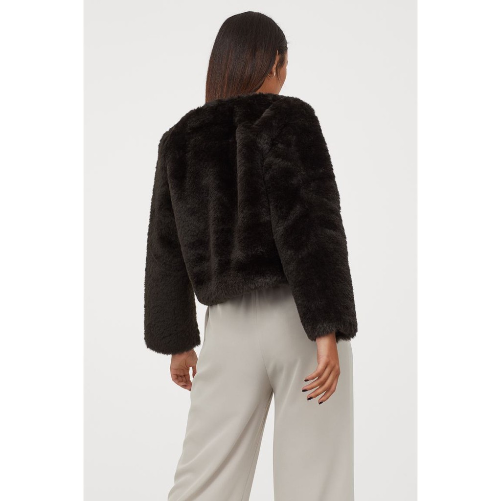 H&M Đức - Áo lông sale auth new tag cao cấp chính hãng nâu đen có nút cài dáng lửng