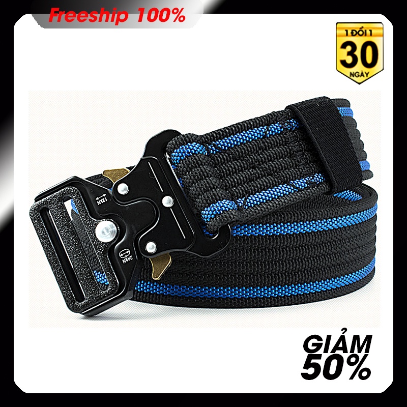 Thắt lưng nam chất liệu vải dù PE-Size 3.5 x 115cm dày 0.25 cm - Khóa kim hình lục giác - phong cách phượt