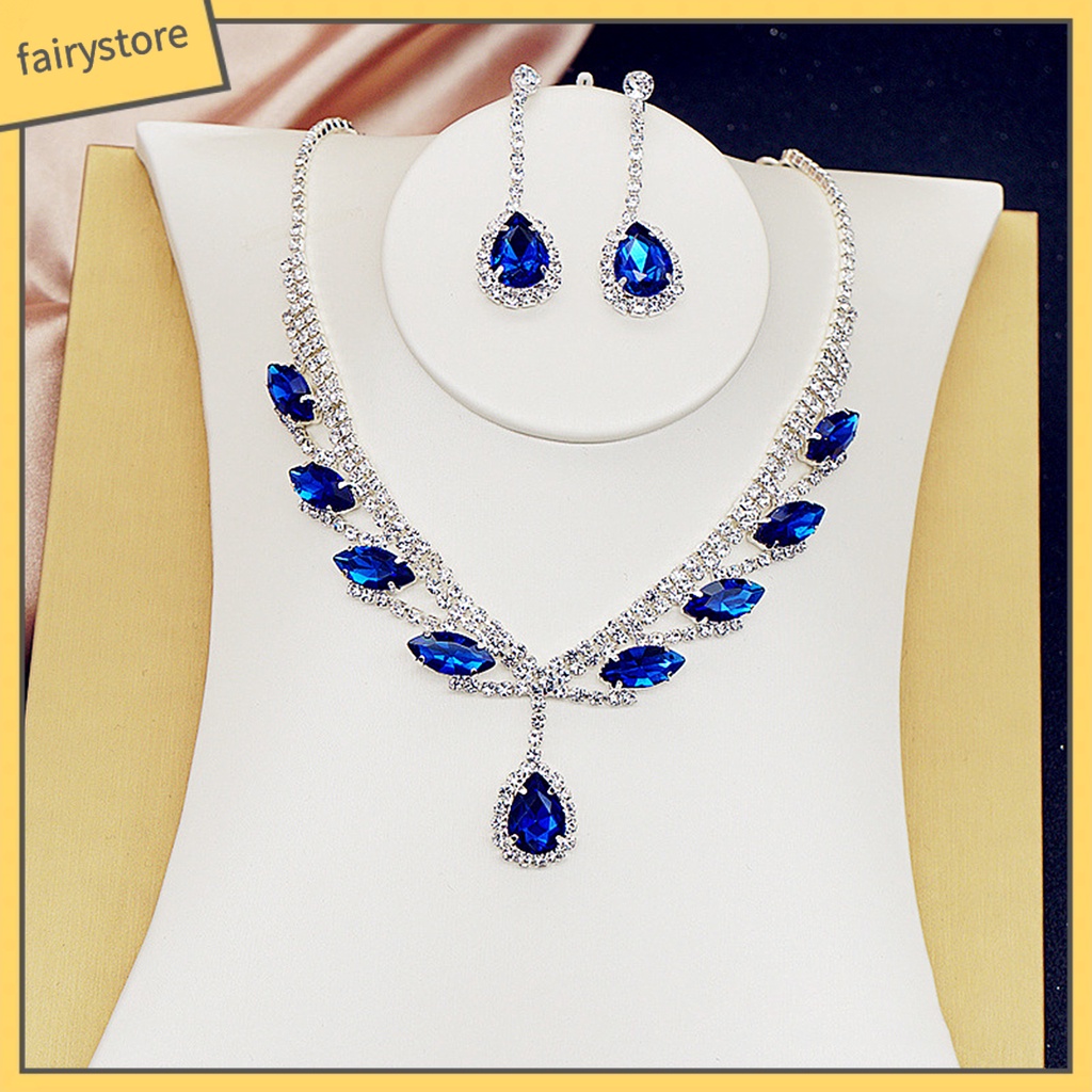 Bộ trang sức mạ đính đá lấp lánh kiểu dáng thời trang cho cô dâu