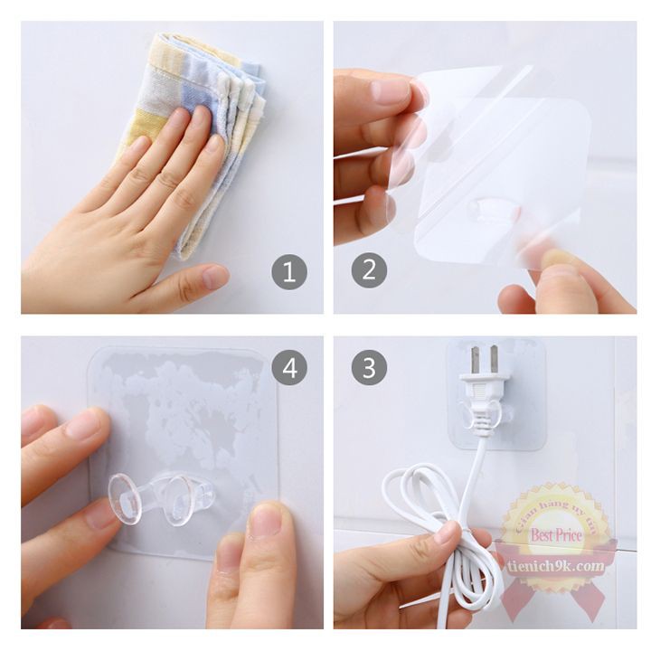 Móc Dán Tường Kẹp Giữ Dây Điện điện thoại Phích Cắm Kê Đỡ Treo Đồ Đa Năng