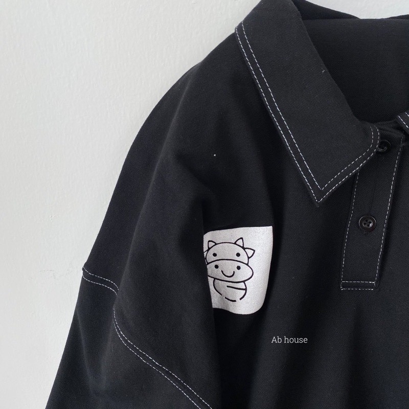 Áo polo nam nữ form rộng chỉ nổi ulzzang Hàn Quốc 🌸 Áo thun cổ bẻ logo bò sữa unisex🌸 freeship🌸 sale | BigBuy360 - bigbuy360.vn