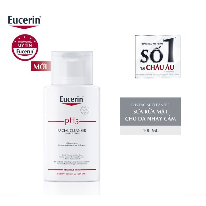 Eucerin Sữa Rửa Mặt Dịu Nhẹ pH5 Facial Cleanser 100ml