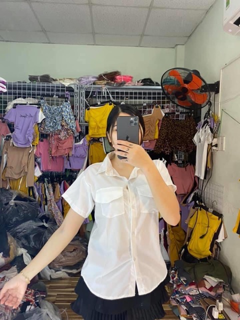 Áo sơ mi trơn kèm 2 túi fom 40-50kg