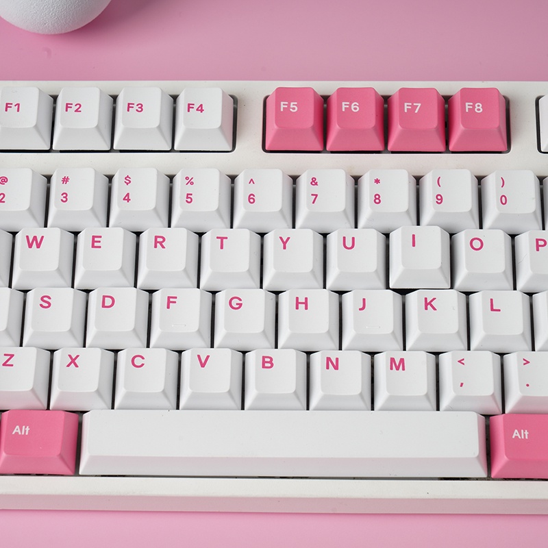 Bộ Keycap Hipster Pink 133 Phím Chất Liệu PBT Cherry Profile in Dye Sub 5 mặt lắp được nhiều layout