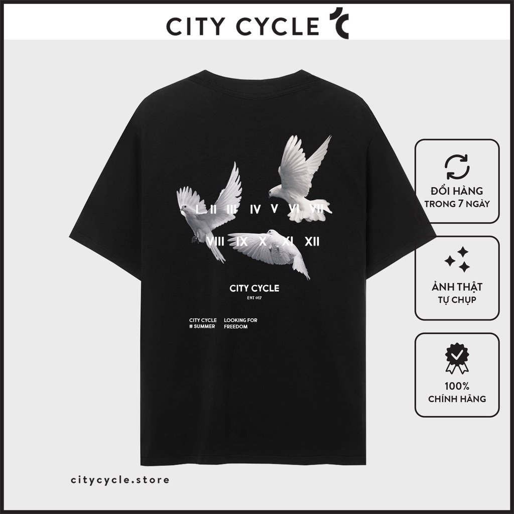 Áo thun nam nữ Freedom City Cycle - Áo thun cộc tay Unisex form rộng Local Brand