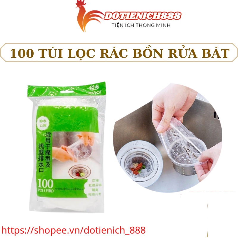 Túi lọc rác bồn rửa chén bát thiết kế kiểu lưới siêu dai đầu có chun co giãn chống tắc nghẽn ống  [ Set 100 chiếc ]