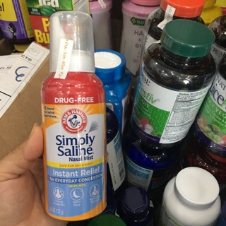 Hàng nội địa Mỹ Chai xịt mũi chống dị ứng Simply Saline Nasal Mist dành cho cảm lạnh, hoặc cảm cúm và dị ứng