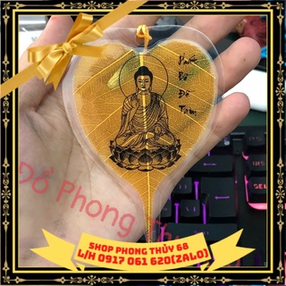 Lá bồ đề tâm phật dát vàng bình an may mắn - hàng loại cao cấp