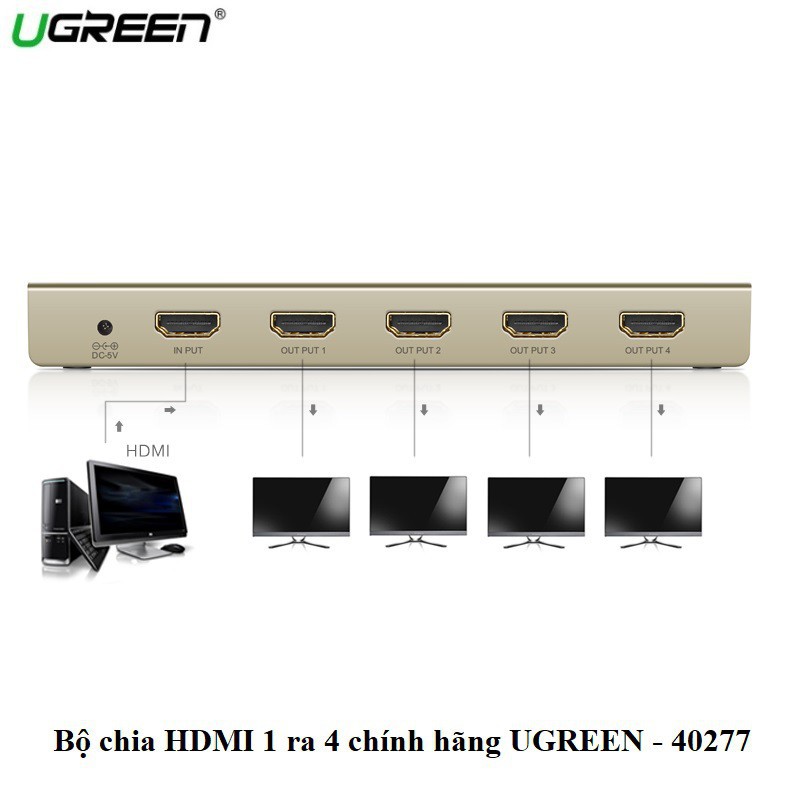 Bộ chia HDMI 1 ra 4 HDMI chính hãng Ugreen 40277 hỗ trợ 4K