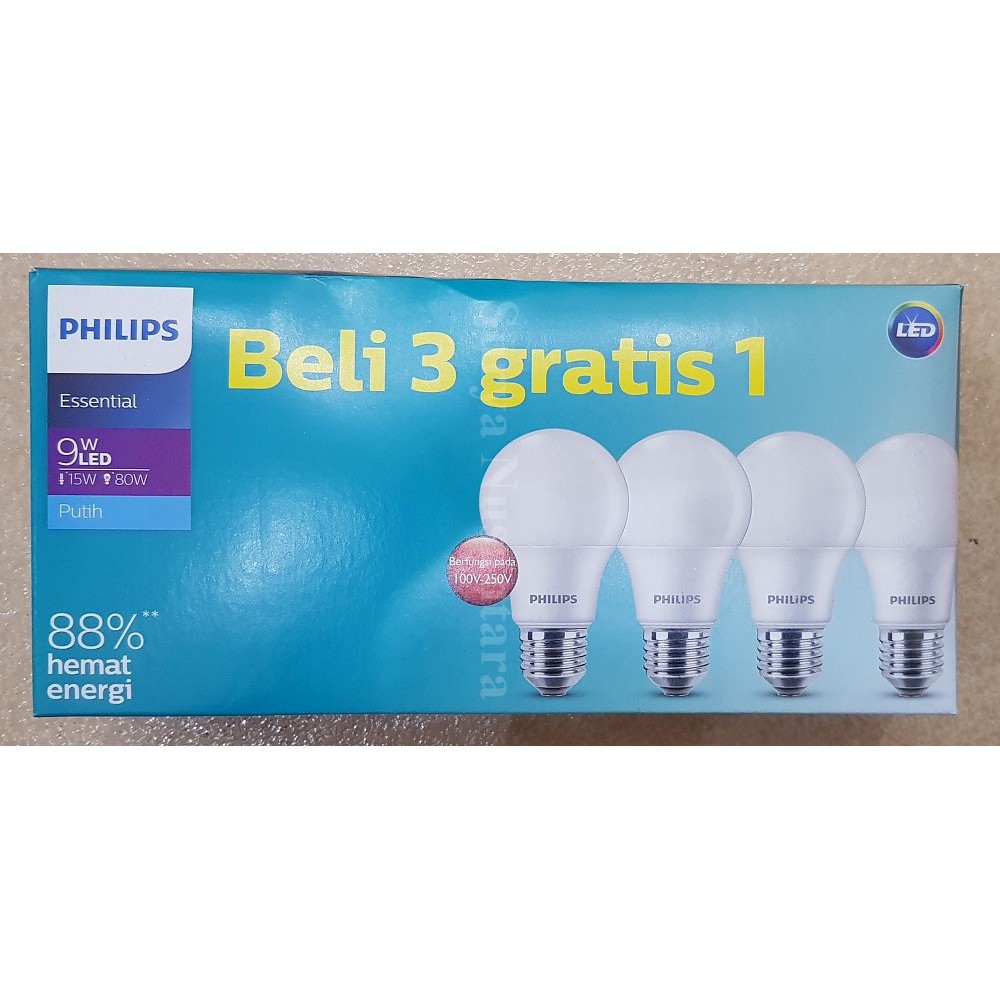 1 Bộ 4 Đèn Led Philips 9w 9 Watt 1 Giá Trị Màu Xanh Dương