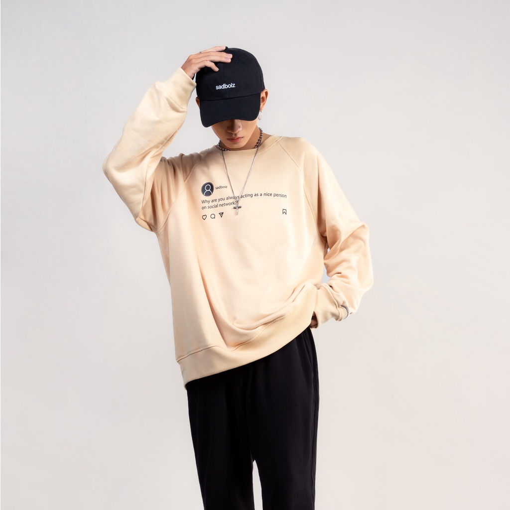 Áo sweater SADBOIZ Sadtagram Cream