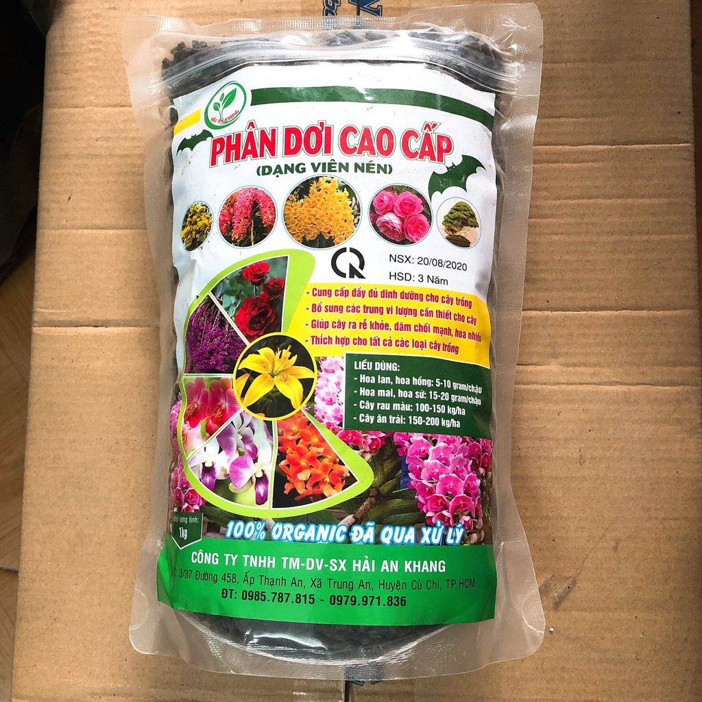 Phân dơi 1kg nén viên cao cấp 100% Organic đã qua xử lý dùng cho mọi cây trồng