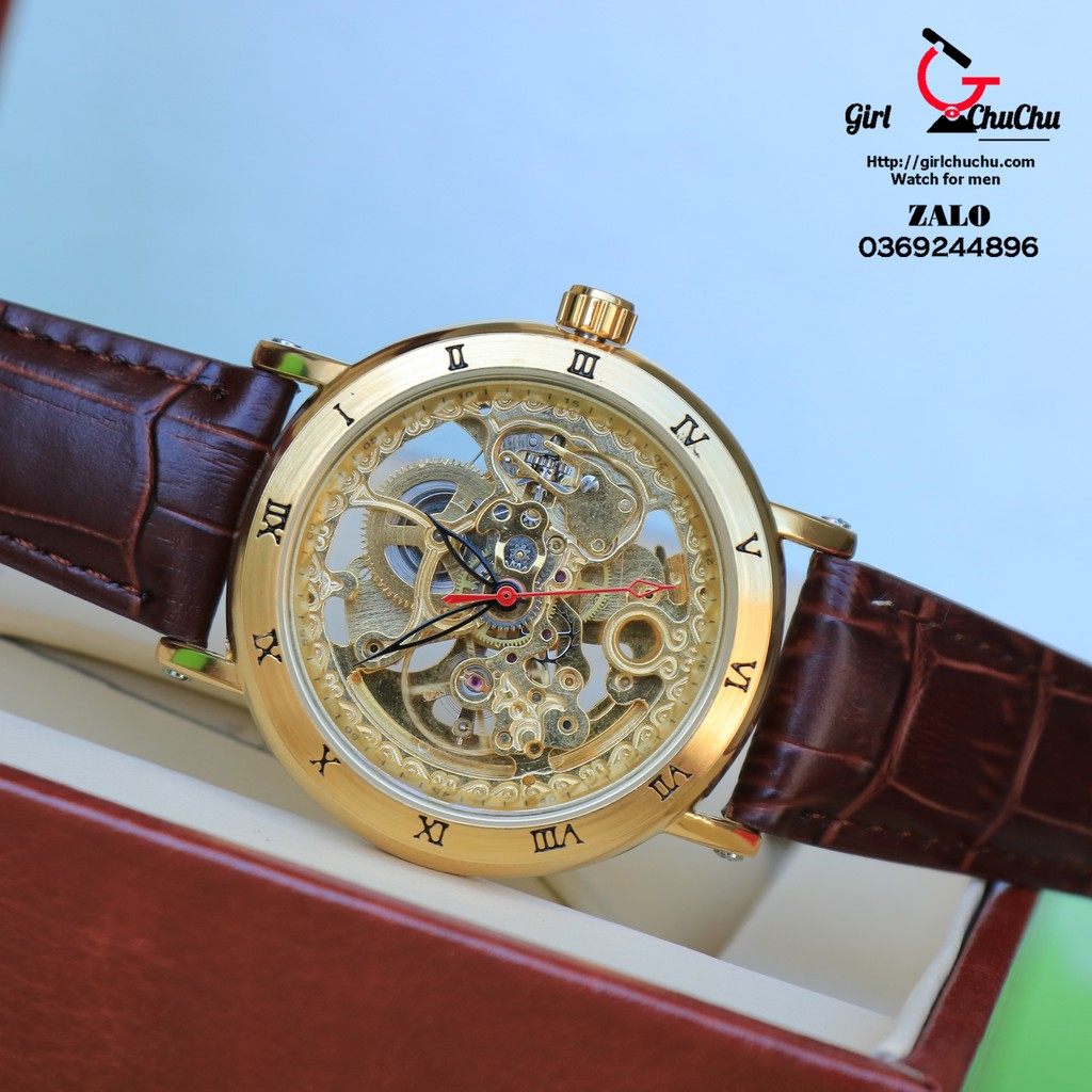 Đồng hồ nam Forsining cơ tự động thiết kế lộ máy 2 mặt cực sang trọng, máy chạy automatic không cần pin