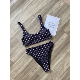 [BKN771] <ÂU> SET BIKINI BASIC ĐEN CHẤM BI (CẠP CAO)