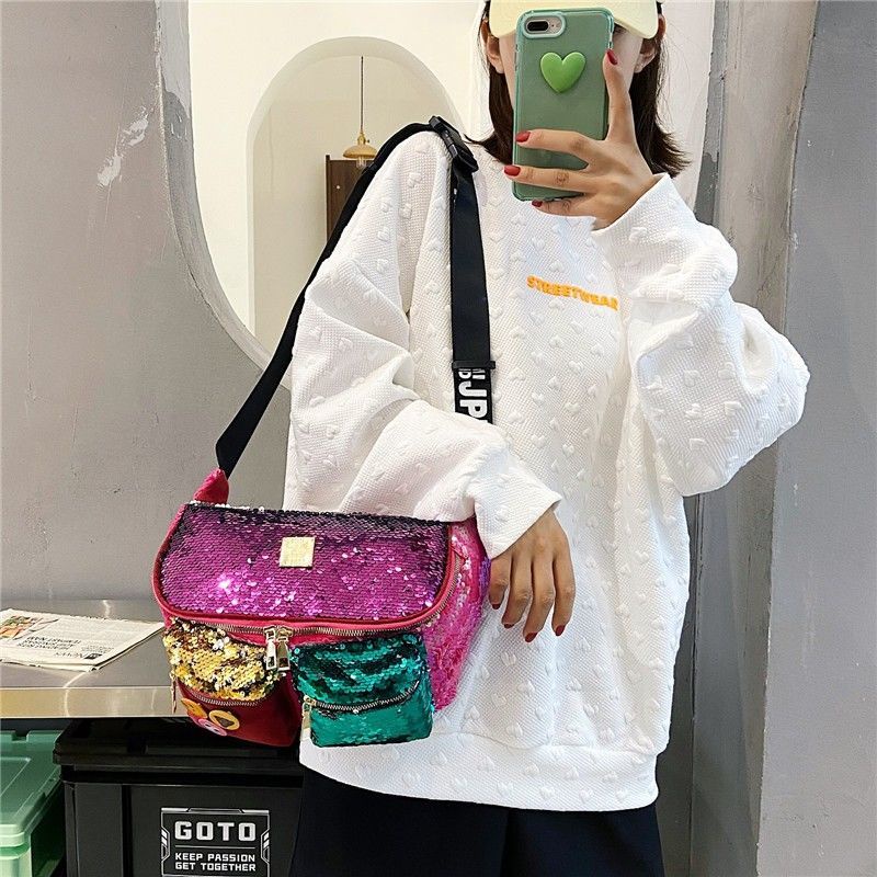 Túi Đeo Chéo Vai Đính Sequin Màu Gradient Thời Trang Dành Cho Nữ