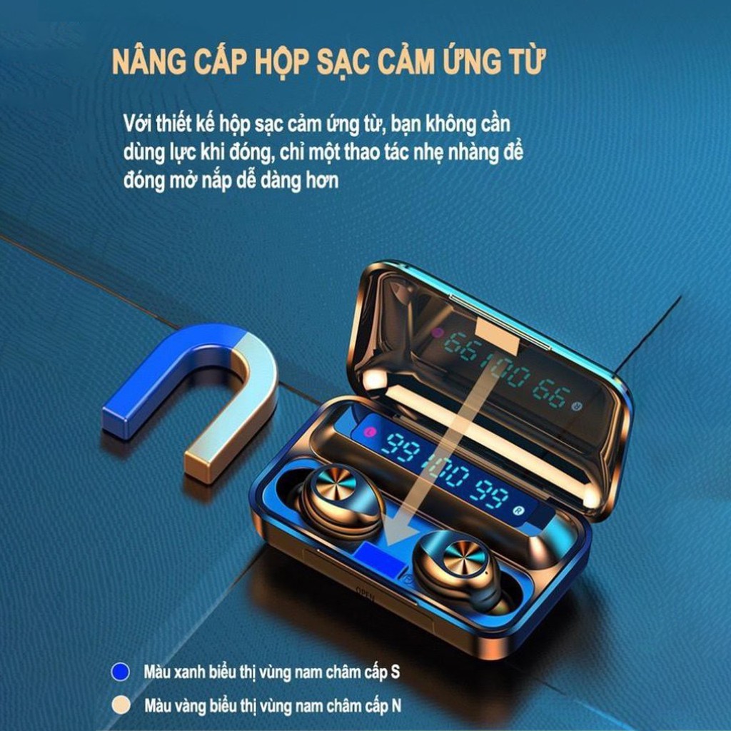 Tai Nghe Bluetooth AMOI F9-10 PRO TWS Không Dây | nút cảm ứng | Hiển thị % pin, Dung Lượng 3500Mah